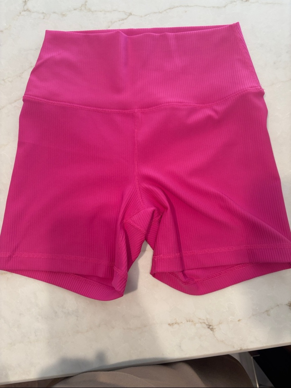 90 Degree By Reflex Hot Pink Ribbed High-Waist Bike Shorts